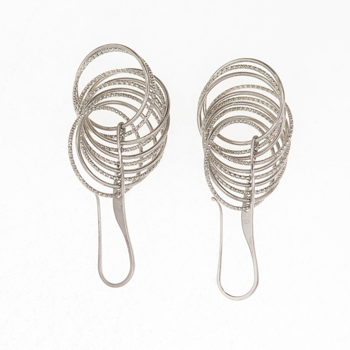 925 Sterling Silver Italy Interlocked Circle Dangle Earrings