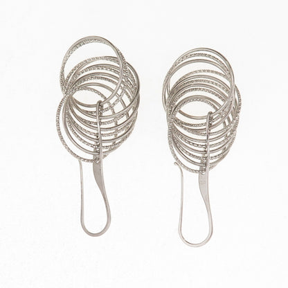925 Sterling Silver Italy Interlocked Circle Dangle Earrings