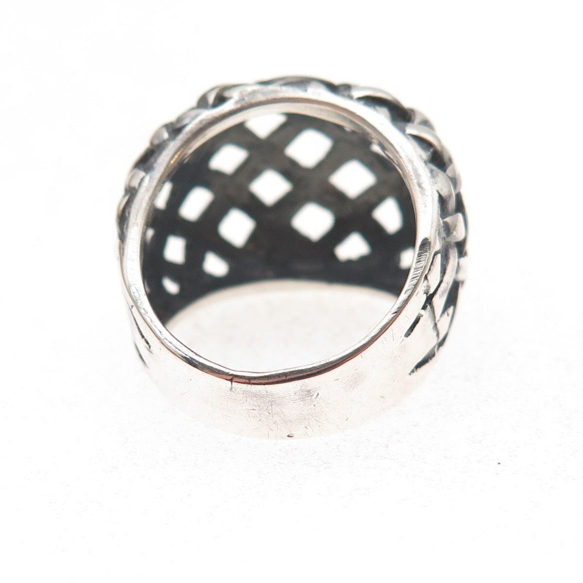 Pacific Jewelry Sterling Silver Vintage Woven Modernist Oxidized Ring Size 6.25