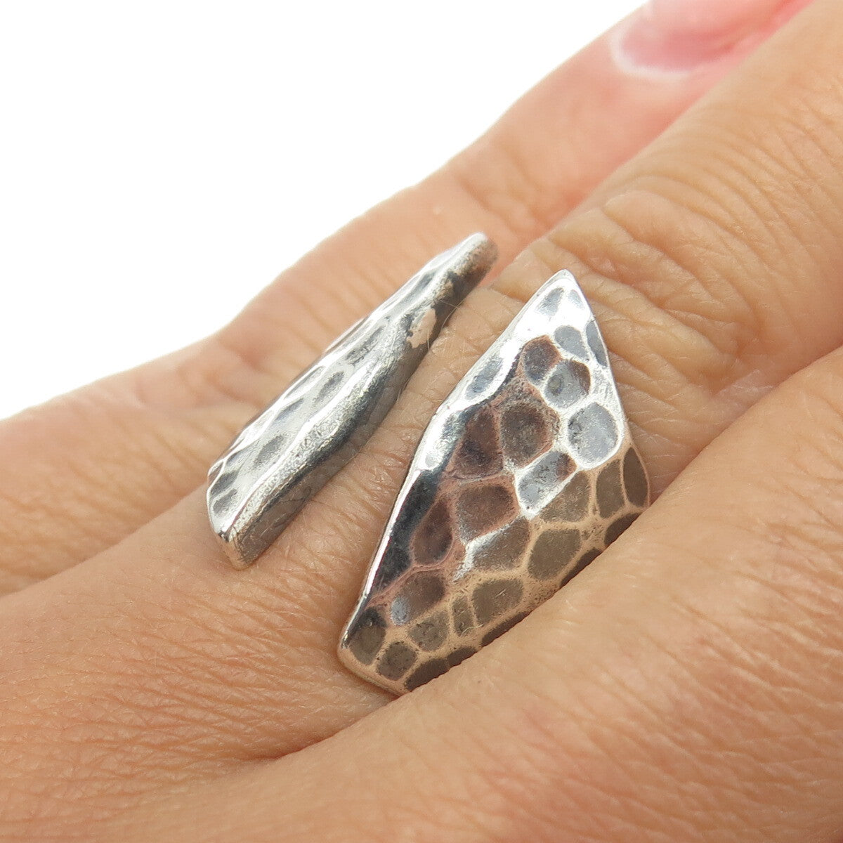925 Sterling Silver Vintage HOB Mexico Hammered Adjustable Ring Size 7