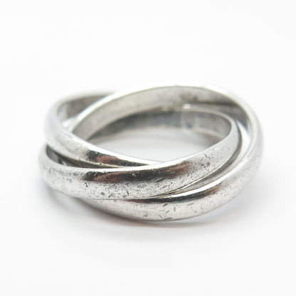 925 Sterling Silver Vintage Triple Interlocked Ring Size 6.25