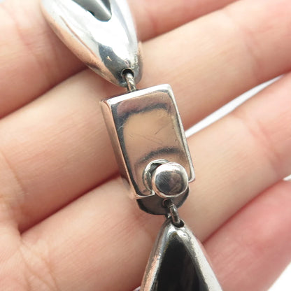 970 Silver Vintage MexicoJ. Gomes Black Onyx Gem Link Bracelet 6.75"