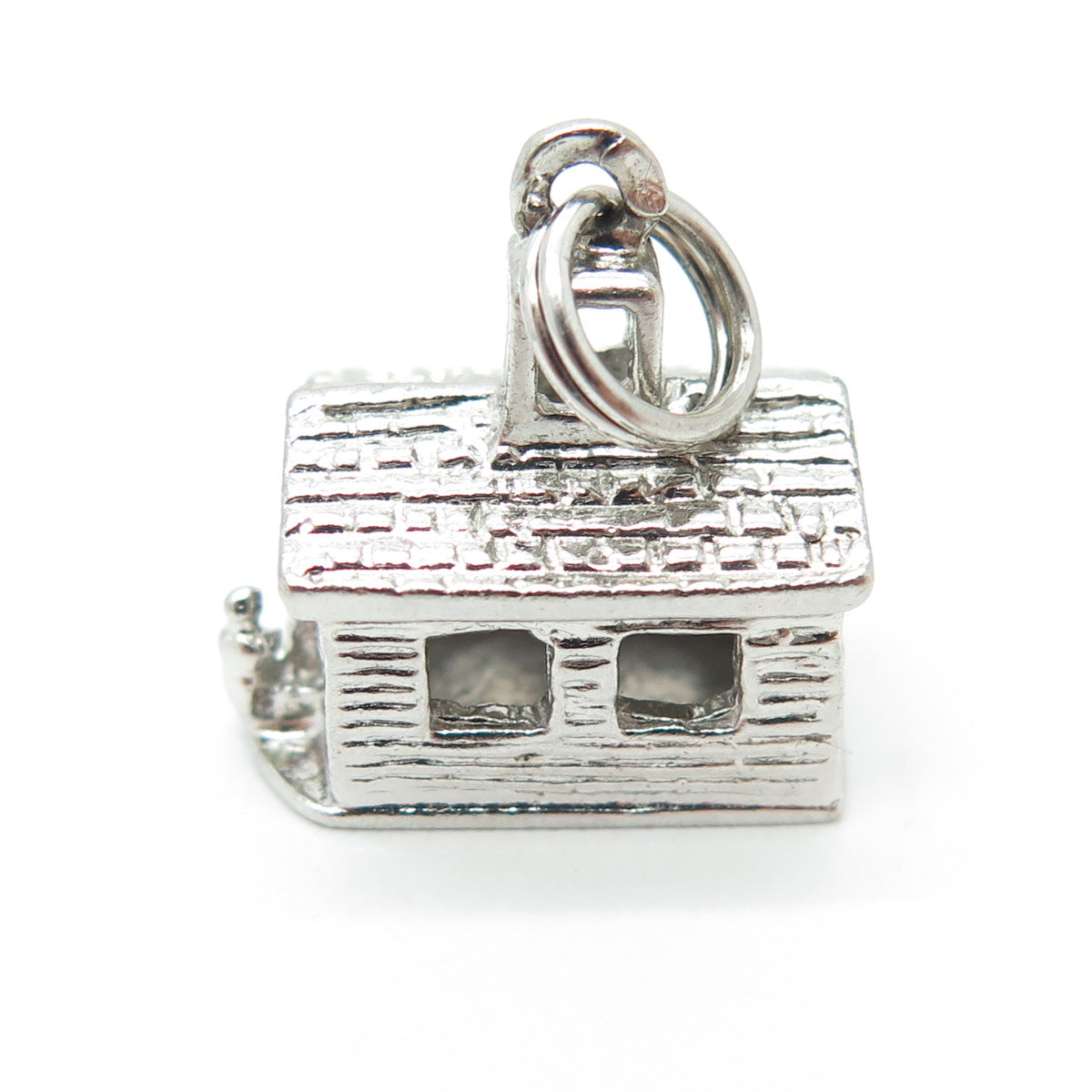 925 Sterling Silver Vintage Cabin Minimalist 3D Charm Pendant