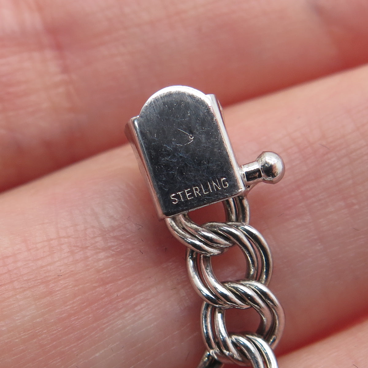 925 Sterling Silver Vintage Double Curb Link Bracelet 7.25"