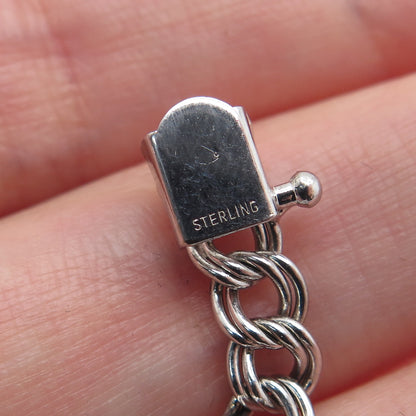 925 Sterling Silver Vintage Double Curb Link Bracelet 7.25"