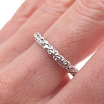 Jacmel Mauritius 925 Sterling Silver Italy Woven Band Ring Size 8.25