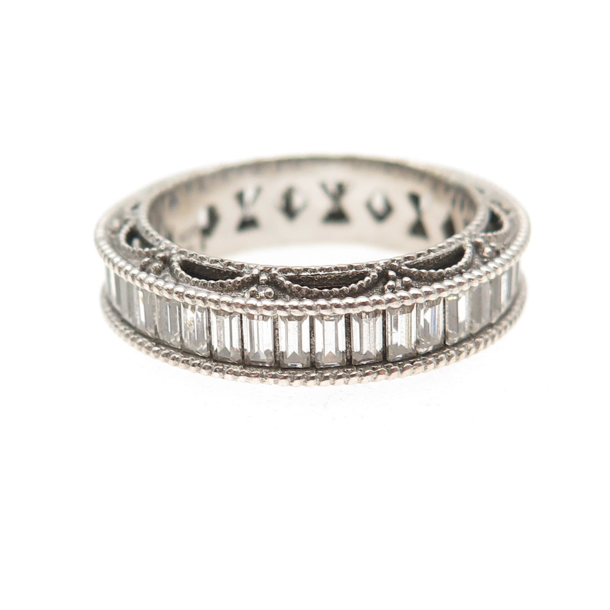 Michael Valitutti Gems En Vogue 925 Sterling C Z Eternity Band Ring Size 7.25