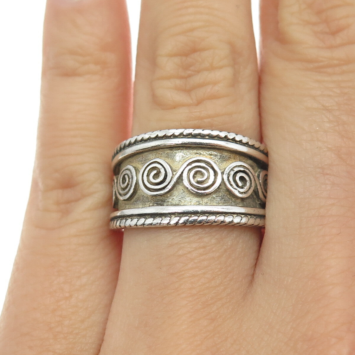 925 Sterling Silver Vintage Spiral Ring Size 7.25