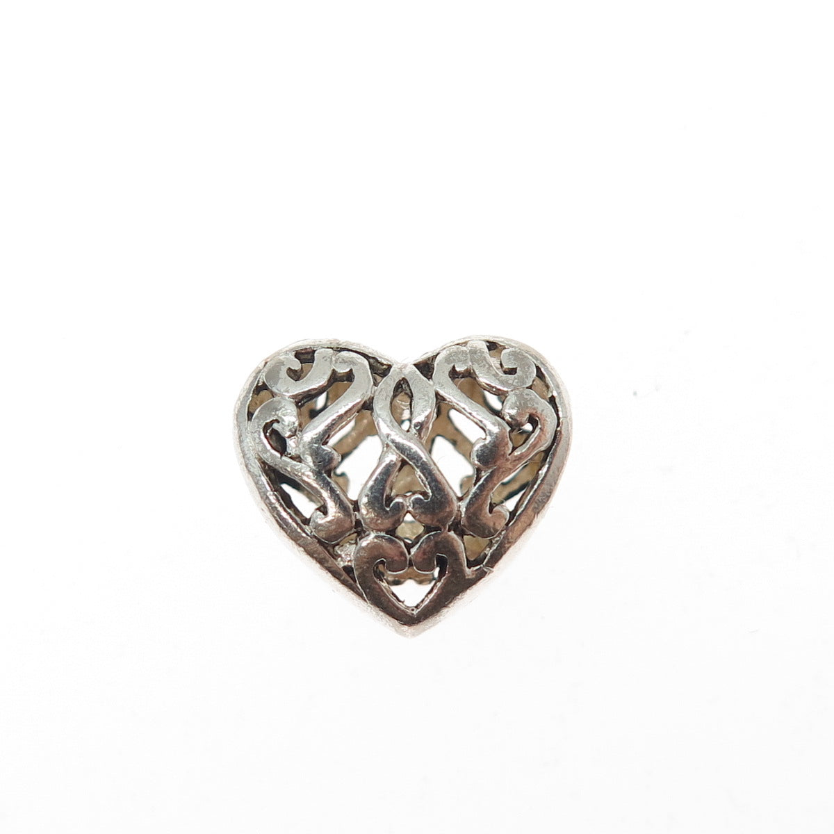 925 Sterling Silver Vintage Ornate Heart Bead Charm