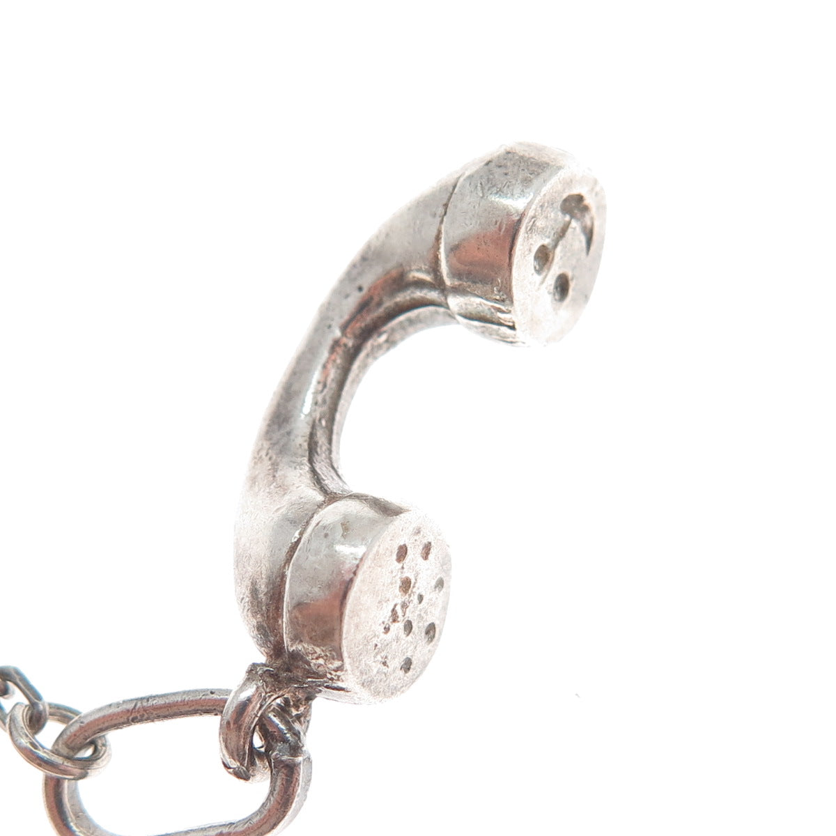 925 Sterling Vintage Italy Telephone Receiver & Pencil Minimalist Charm Pendant