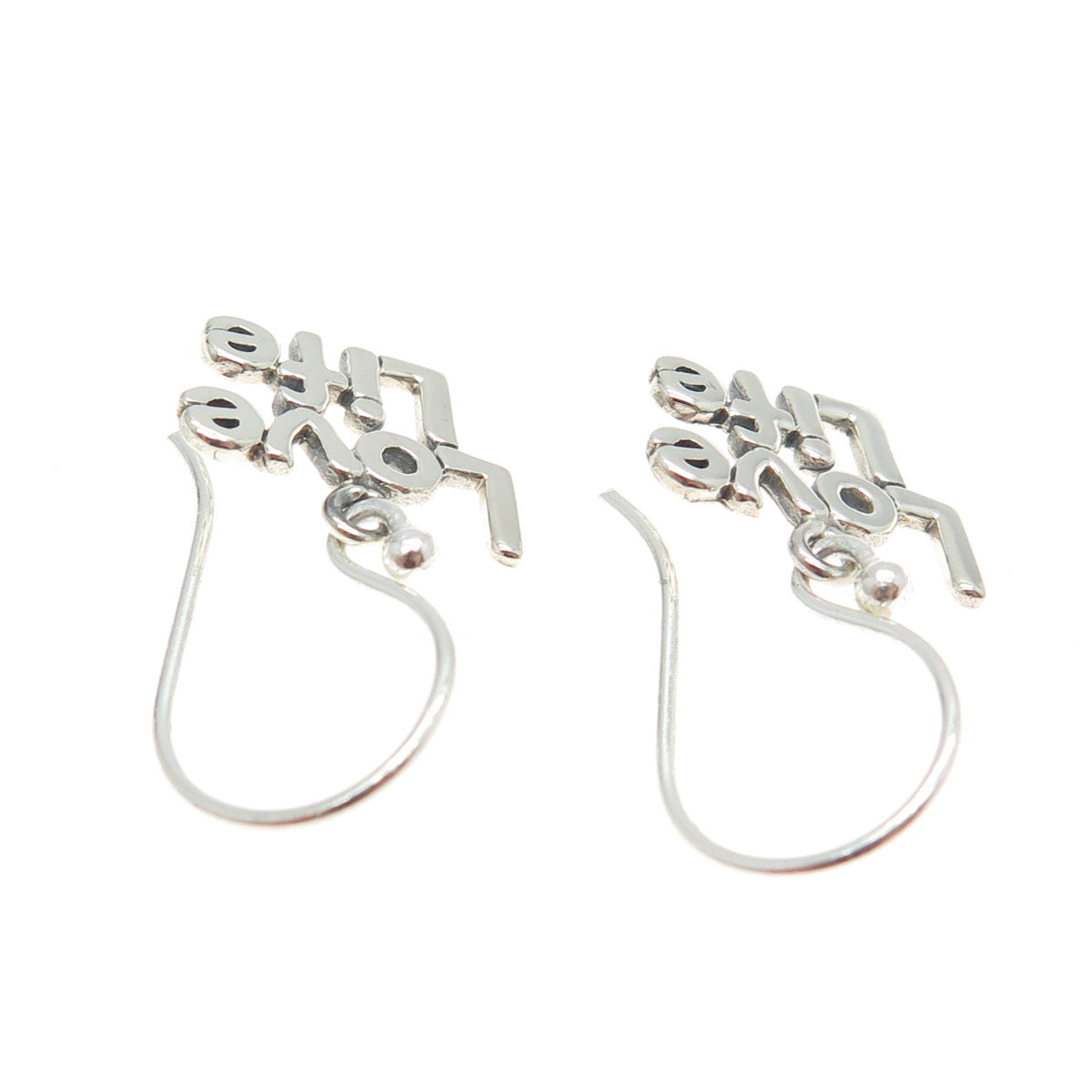 925 Sterling Silver "LOVE LIFE" Dangling Earrings