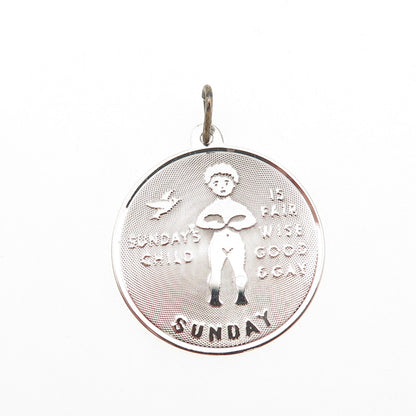 JAY POSON 925 Sterling Silver Vintage Sunday's Child Charm Pendant