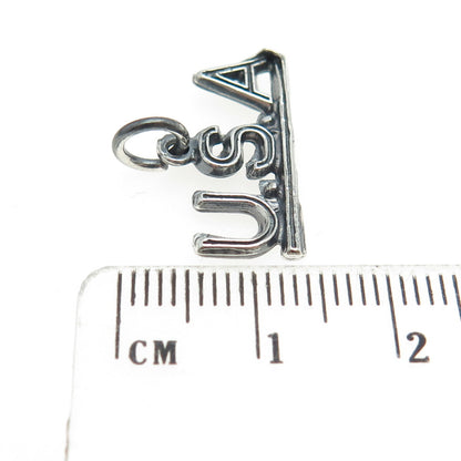 925 Sterling Silver Vintage "U. S. A" Charm Pendant