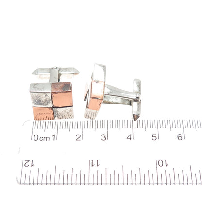 ANTONIO PINEDA 970 Silver 2-Tone Vintage Mexico Modernist Geometric Cufflinks