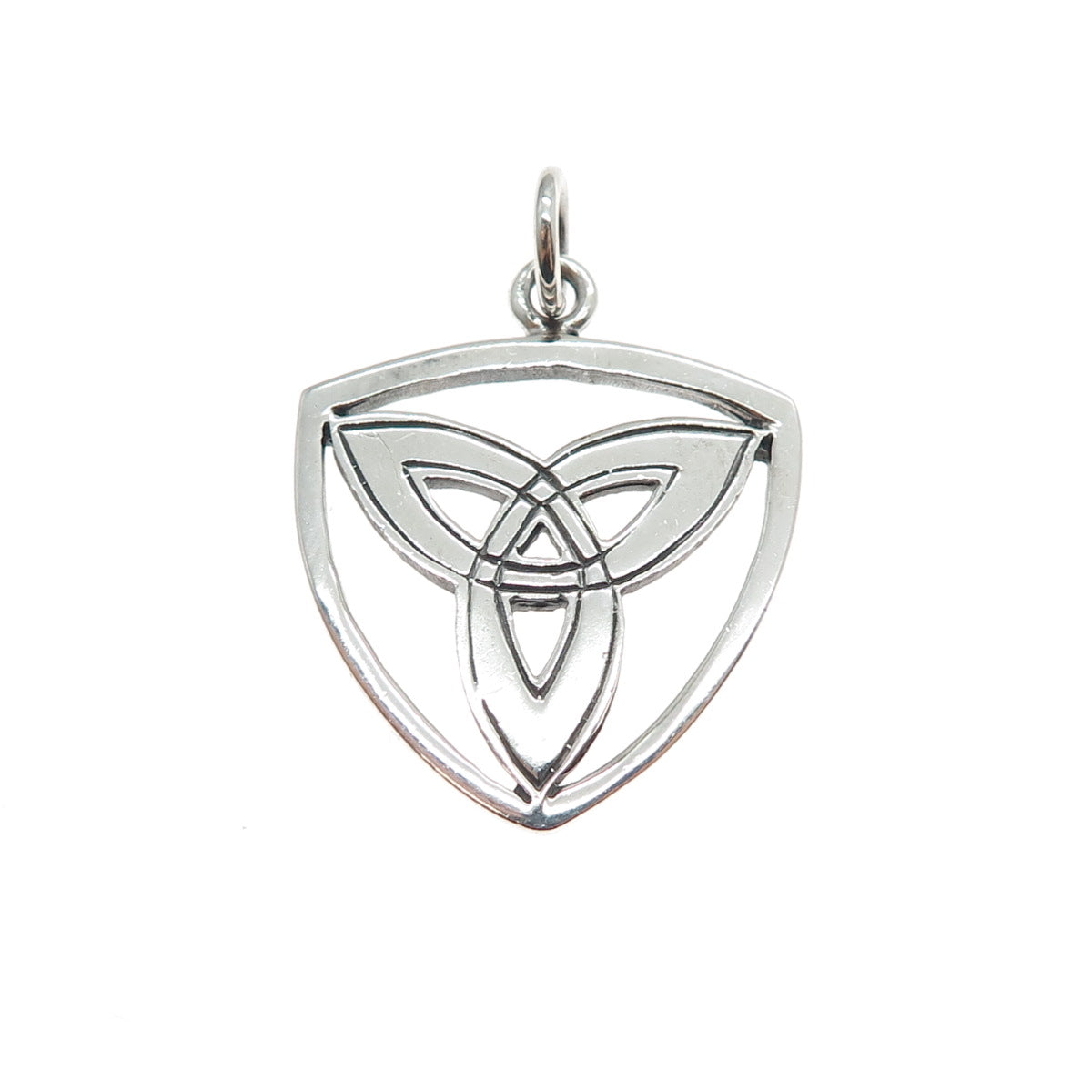 925 Sterling Silver Vintage Celtic Trinity Oxidized Charm Pendant