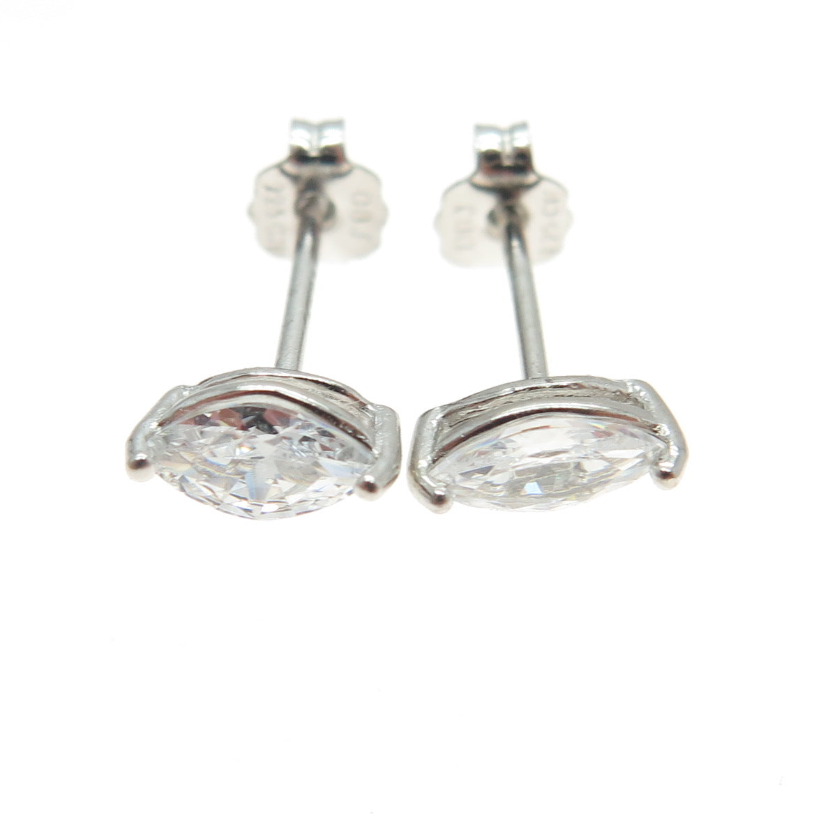 DBJ DEE BERKLE 925 Sterling Silver Marquise-Cut C Z Stud Earrings