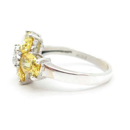 925 Sterling Silver White & Lemon C Z Ring Size 7.25