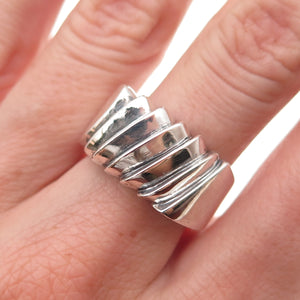 925 Sterling Silver Vintage Modernist Oxidized Ring Size 7.5