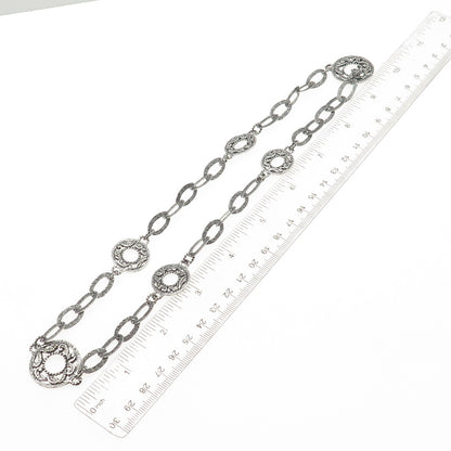 Carolyn Pollack 925 Sterling Silver Vintage Ornate Disc Chain Necklace 18"