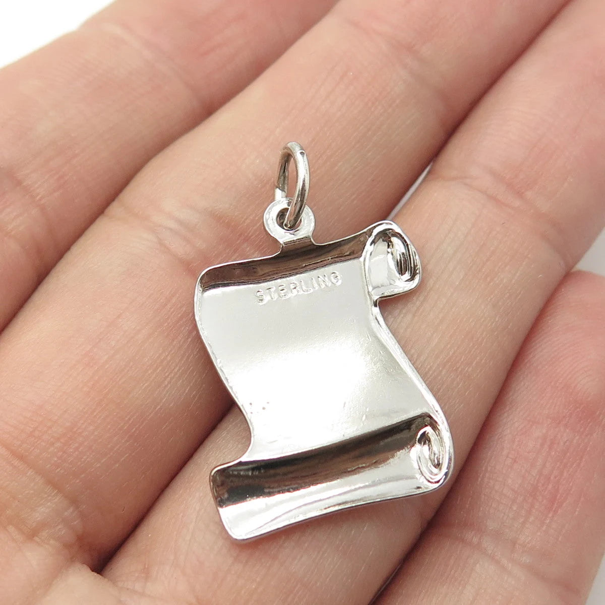 925 Sterling Silver Vintage Enamel Diploma Scroll Charm Pendant