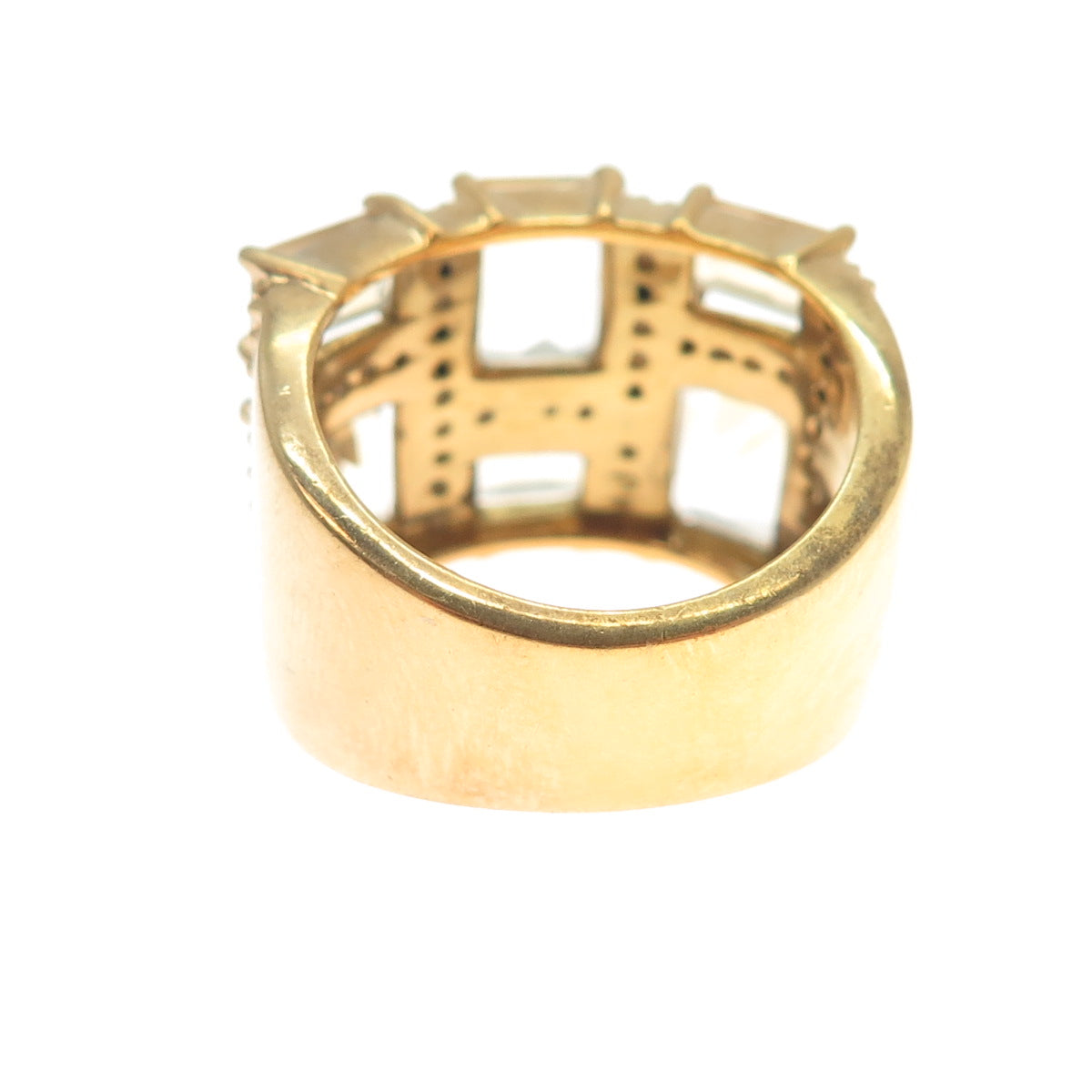 925 Sterling Silver Gold Plated Real Emerald-Cut Citrine Ring Size 7.5