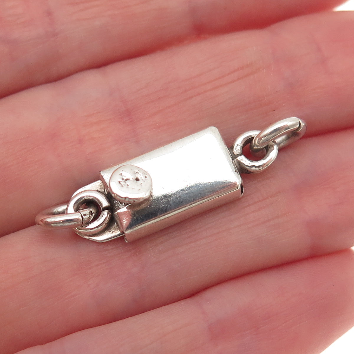 925 Sterling Silver Vintage Bracelet / Necklace Box Lock Clasp