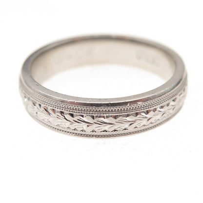 Tacori Platinum Floral Engraved Band Ring Size 9.5