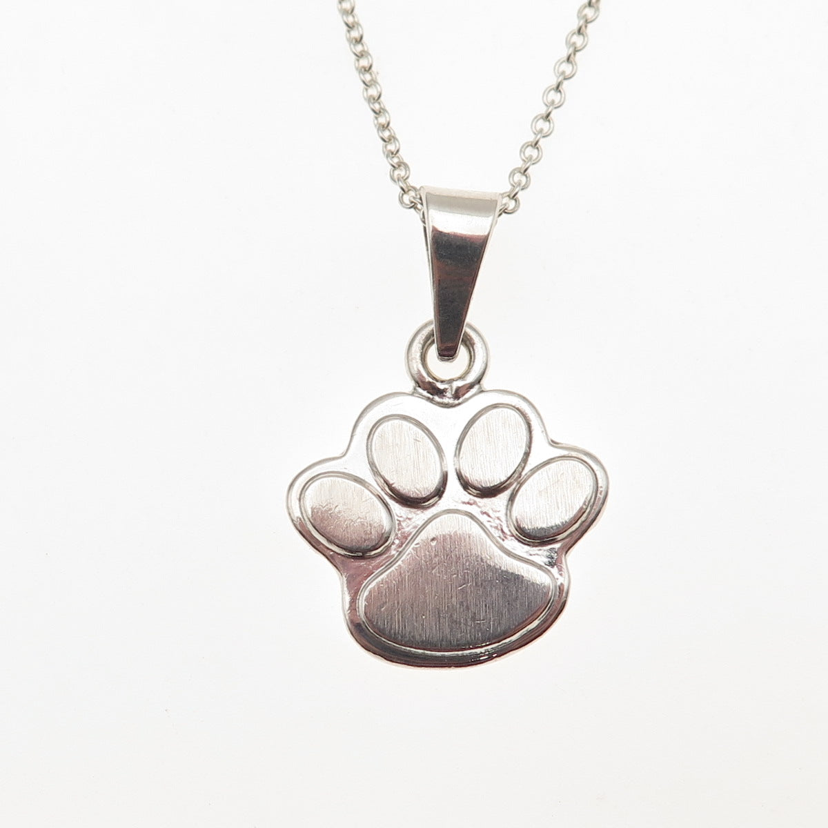 925 Sterling Silver Dog Paw Cable Chain Necklace 16"