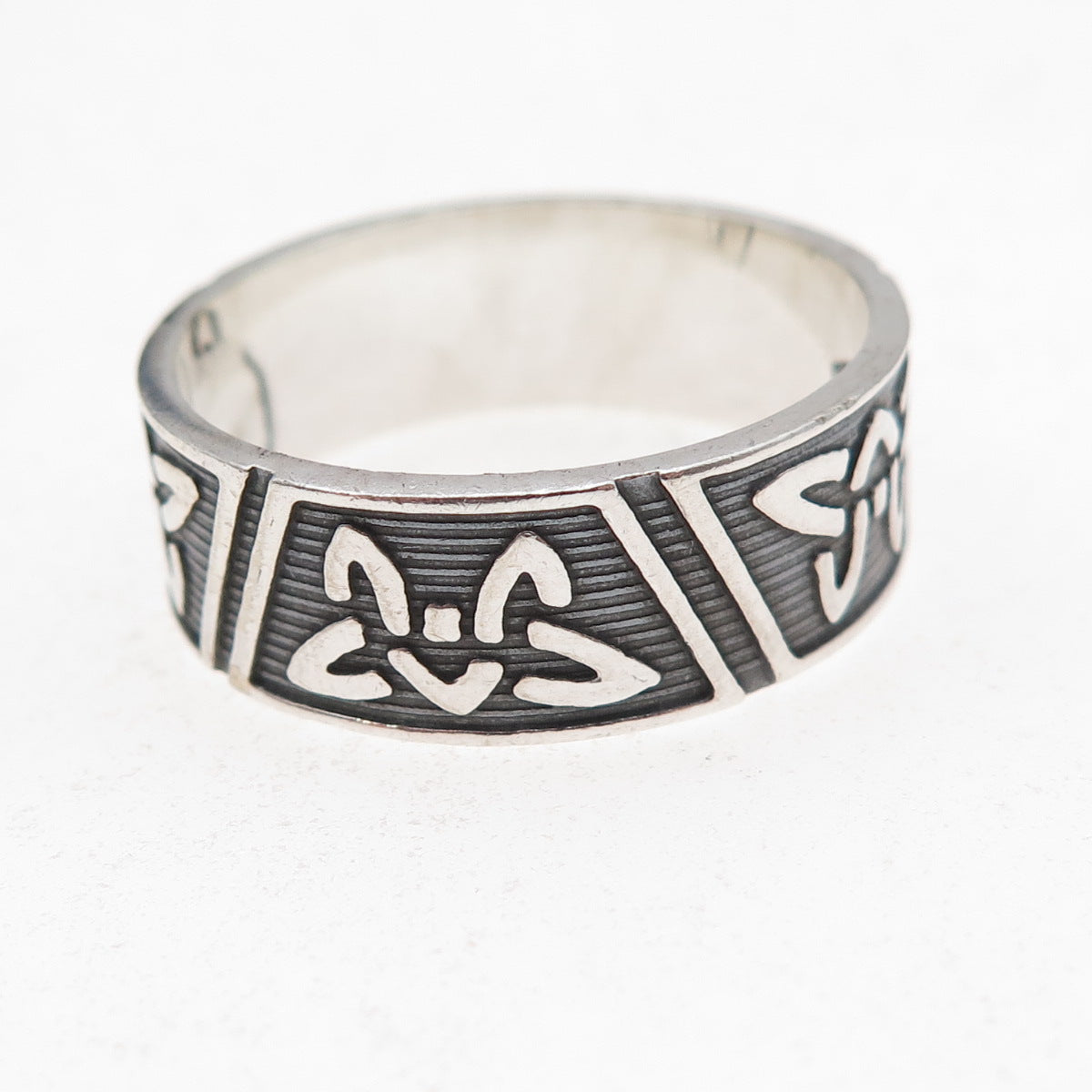 925 Sterling Silver Vintage Celtic Knot Oxidized Band Ring Size 13