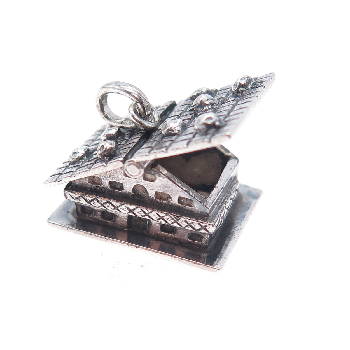 CAMPOBASSO 800 Silver Antique Art Deco European Articulated House Charm Pendant