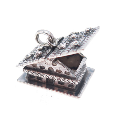 CAMPOBASSO 800 Silver Antique Art Deco European Articulated House Charm Pendant