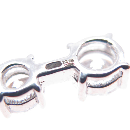 925 Sterling Silver Graduated Round-Cut C Z Drop Earrings