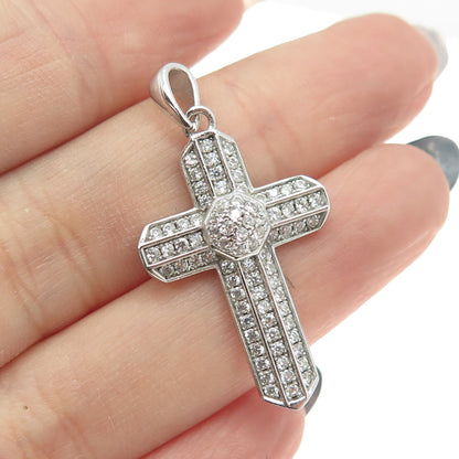 925 Sterling Silver Pave C Z Cross Pendant