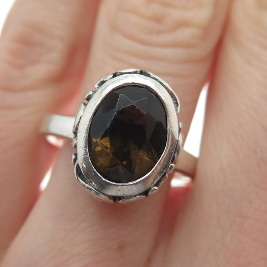 SILPADA 925 Sterling Silver Vintage Real Smoky Quartz Swirl Ring Size 8.25