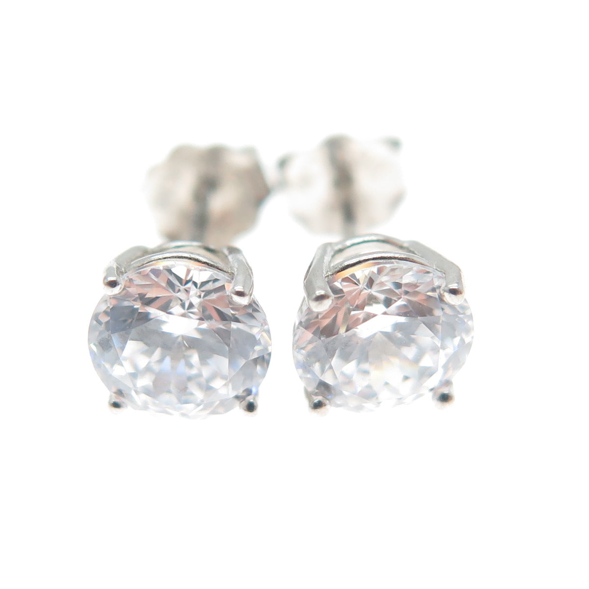 DBJ DEE BERKLE 925 Sterling Silver Round-Cut C Z Stud Earrings