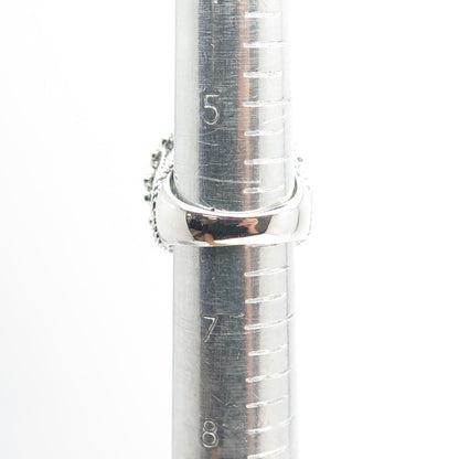 925 Sterling Silver Real Doublet Abalone Shell Floral Wide Ring Size 6.25