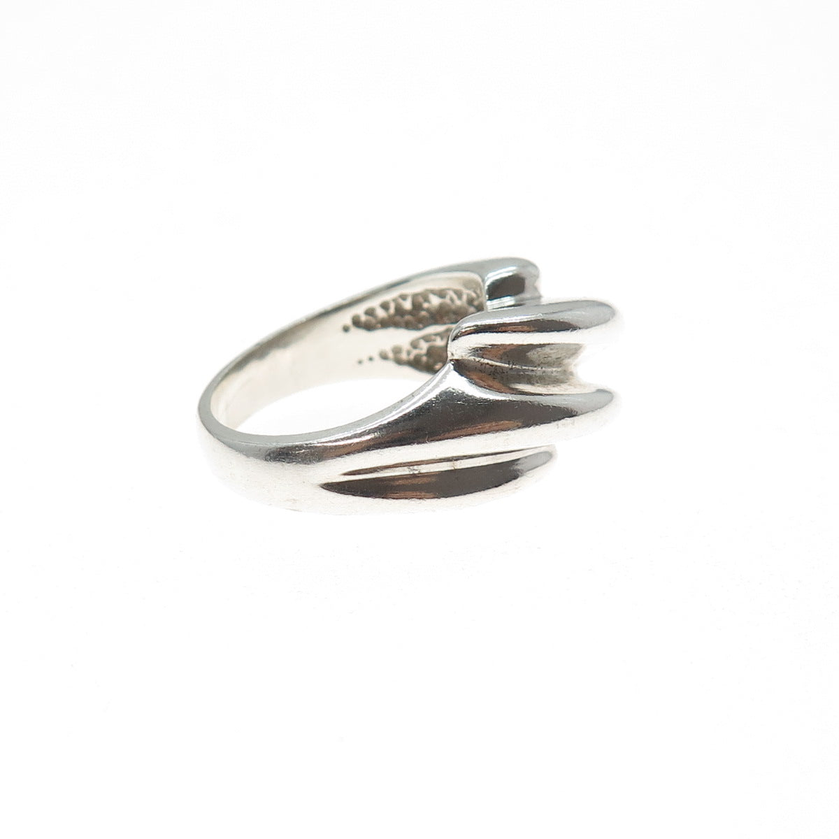 925 Sterling Silver Vintage Modernist Bypass Ring Size 6