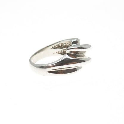 925 Sterling Silver Vintage Modernist Bypass Ring Size 6