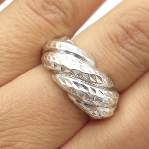 925 Sterling Silver Vintage Ribbed Ring Size 6.75