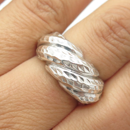 925 Sterling Silver Vintage Ribbed Ring Size 6.75