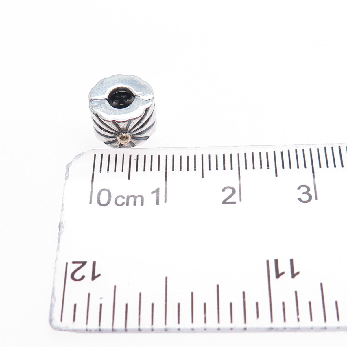 PANDORA 925 Sterling Silver & Gold Sunburst Clip Charm