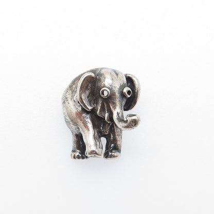 925 Sterling Silver Vintage Elephant Oxidized Minimalist Charm Pendant