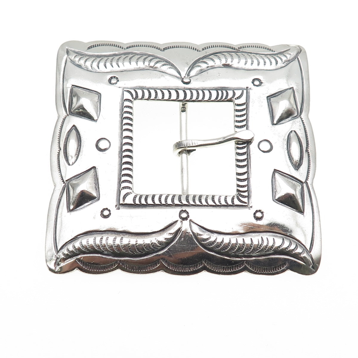 Terry Williams Navajo Old Pawn Sterling Silver Vintage Southwestern Belt Buckle