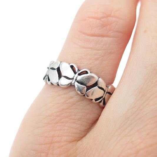 MORNING SUN Sterling Silver Vintage Butterfly Oxidized Adjustable Ring Size 3.75