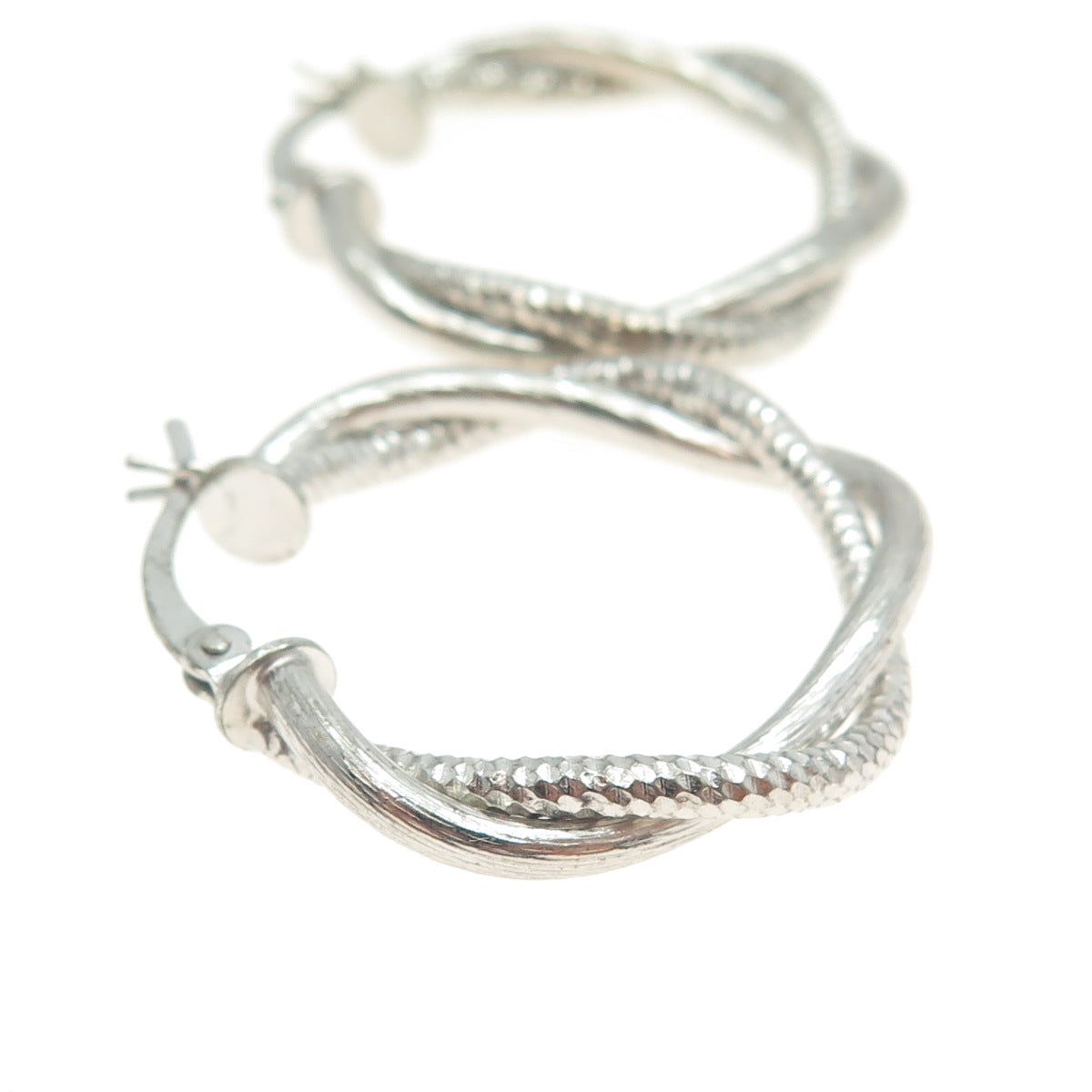 925 Sterling Silver Diamond-Cut Crisscross Hoop Earrings
