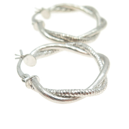 925 Sterling Silver Diamond-Cut Crisscross Hoop Earrings