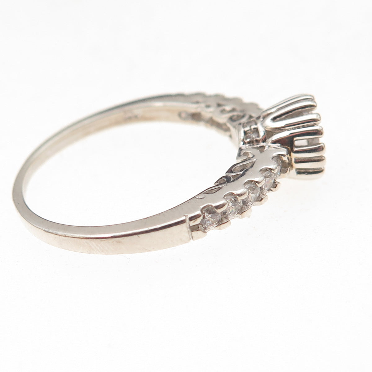 Charles Winston 925 Sterling Silver Round-Cut C Z Engagement Ring Size 9