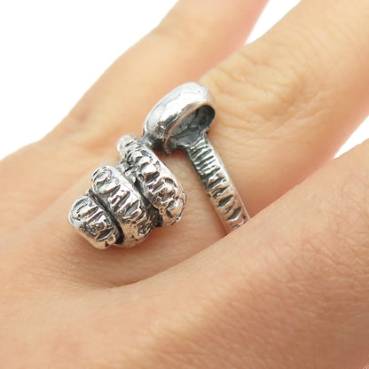 925 Sterling Silver Vintage Modernist Swirl Oxidized Ring Size 4.75