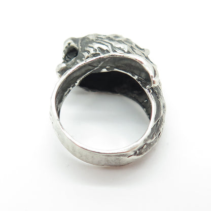 925 Sterling Silver Vintage Dragon Modernist Overlap Ring Size 5.75