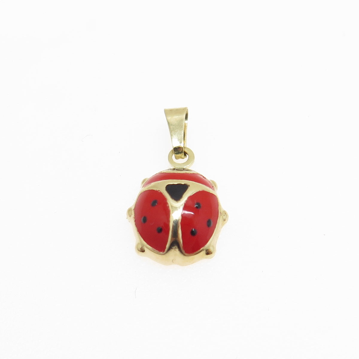 14K Yellow Gold Enamel Ladybug Minimalist Charm Pendant